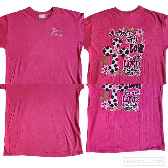 Itsa Girl Thing Pink Southern Girls Graphic T Shirt Sz M - Picture 2 of 12